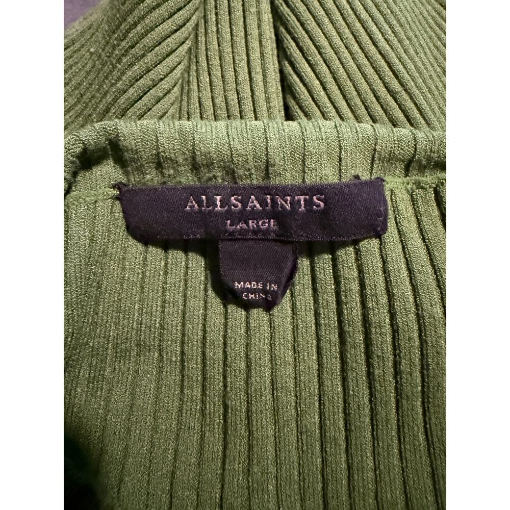 All Saints Green Hana Sweater Dress Set Women Ribbed Knit Layered L - G002 - Picture 7 of 11